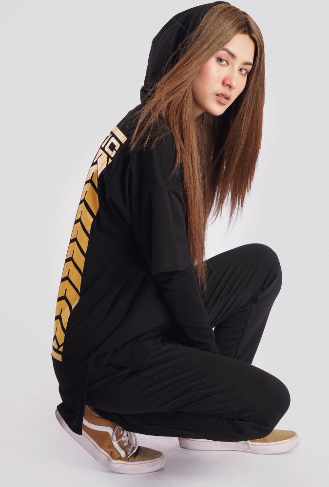 YGN TRAFFIC TYRE Design Hoodie Black&Yellow(Girl)